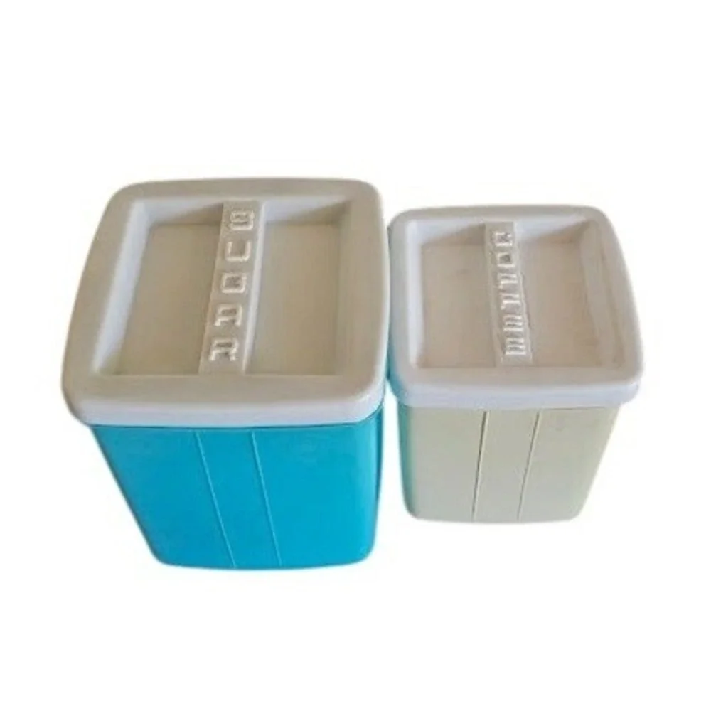 Vintage Mid Century Plastic Sugar and Coffee Canister Set Blue Cream Nesting